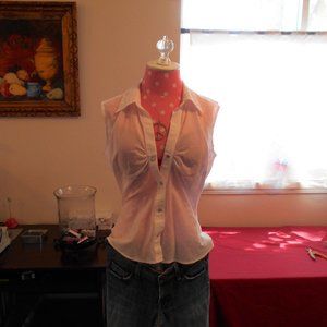Guess Size 4 - 6 Sleeveless Snap Up Top See Thru